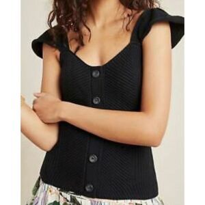 Anthropologie Knit Flutter Sleeve Top